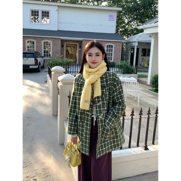 【赵小小yimao】76582 含羊毛小香风毛呢双排扣复古中长款长袖外套