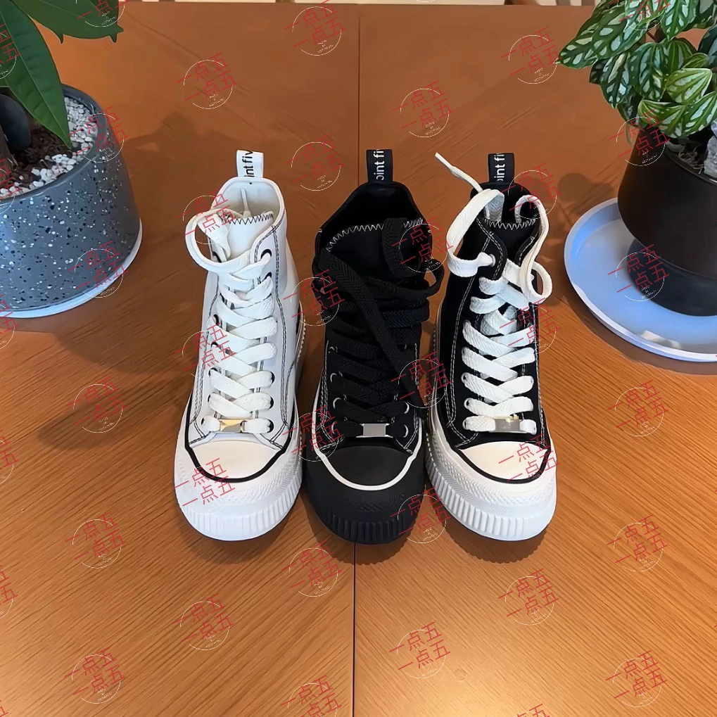 顾茜茜同款增高13CM女鞋夏季新款真皮帆布鞋经典百搭男女同款