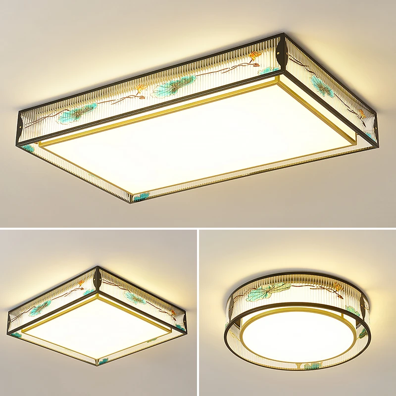 新中式珐琅彩客厅灯家用吸顶灯卧室灯餐厅风扇吊灯中山灯具YD5809