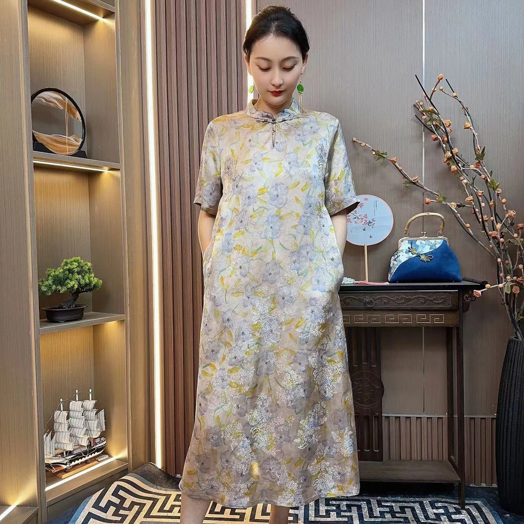 新中式女装连衣裙显瘦复古时尚中长款国风气质