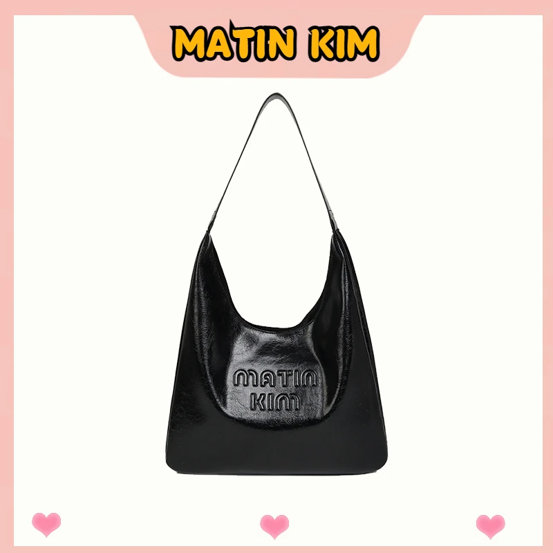 MATIN KIM时尚女士黑色托特包小众腋下单肩百搭简约通勤肩包