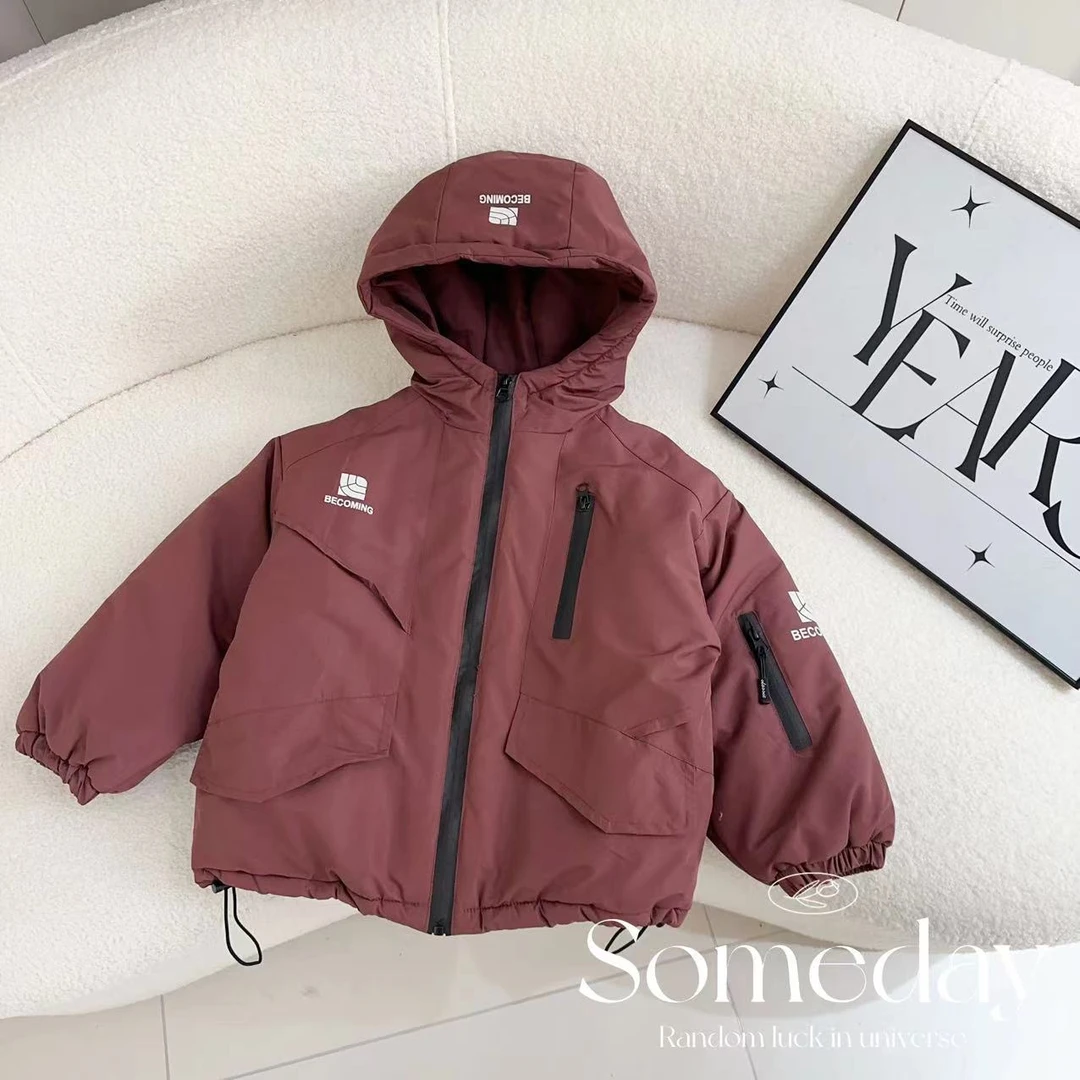 汤圆家童装2024冬季新品简约百搭工装厚绒外套 XA-414