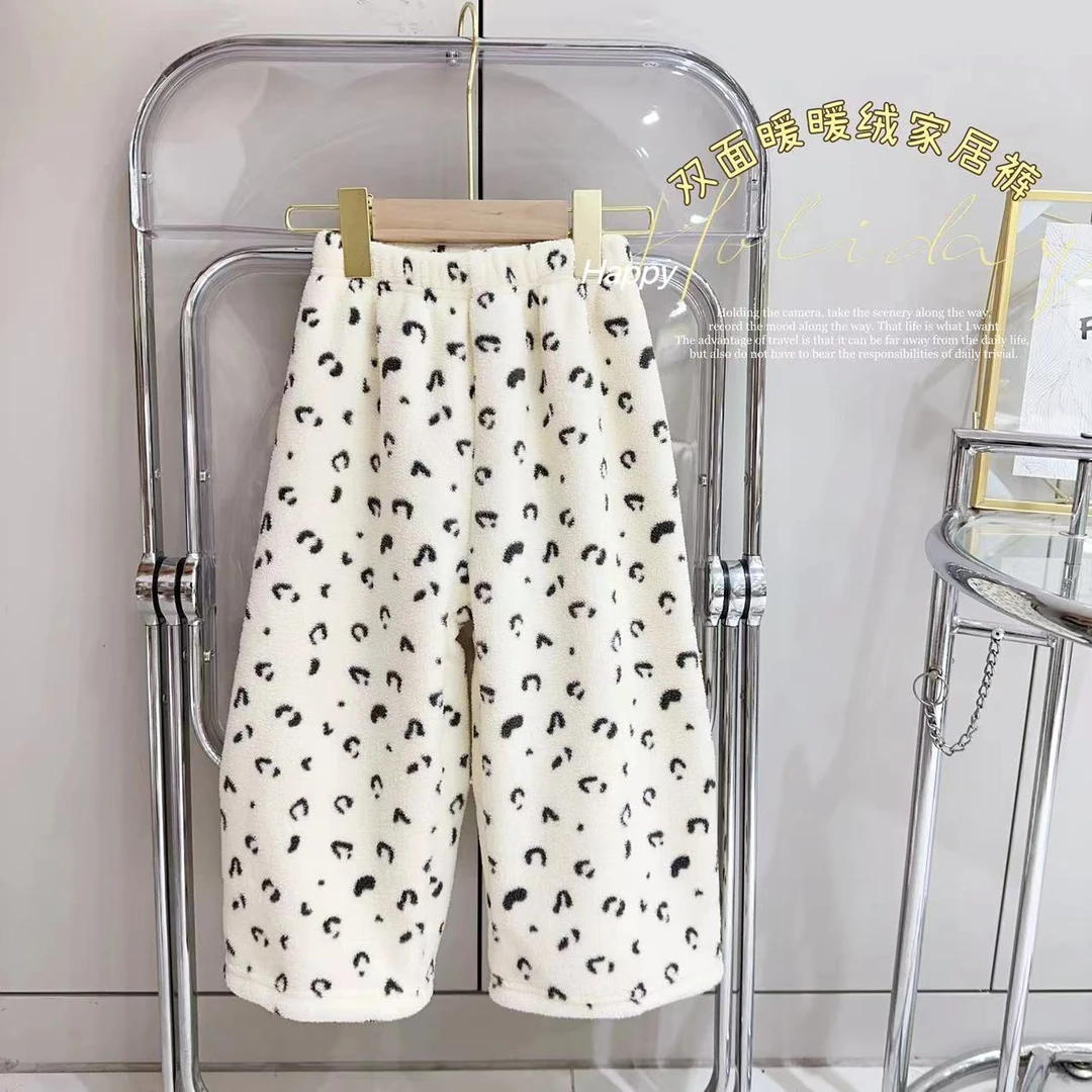 汤圆家童装2024冬季韩系加厚双面暖暖绒百搭奶奶风家居裤 YA-197