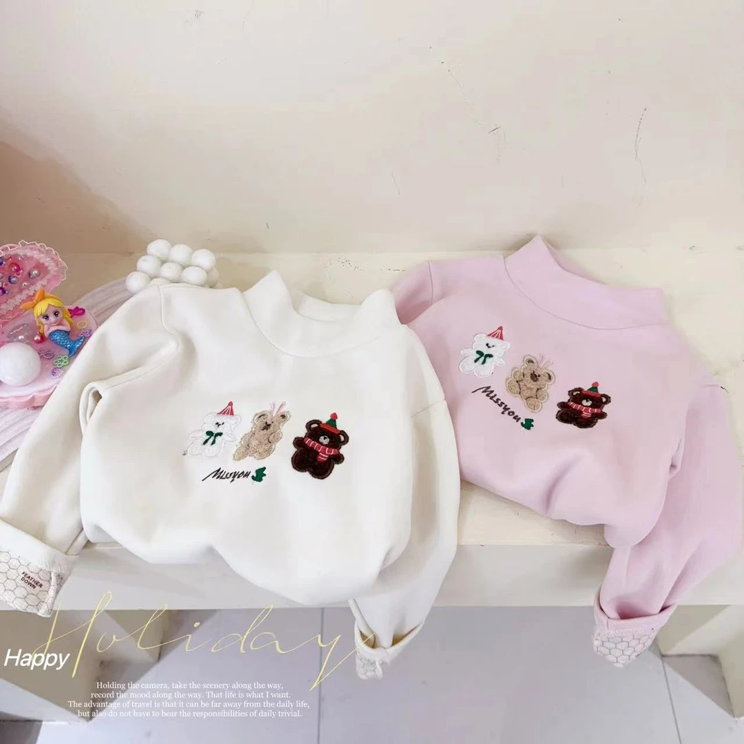 【新年派对熊】汤圆家童装2024冬季三只小熊蓄热温变上衣 YA-516