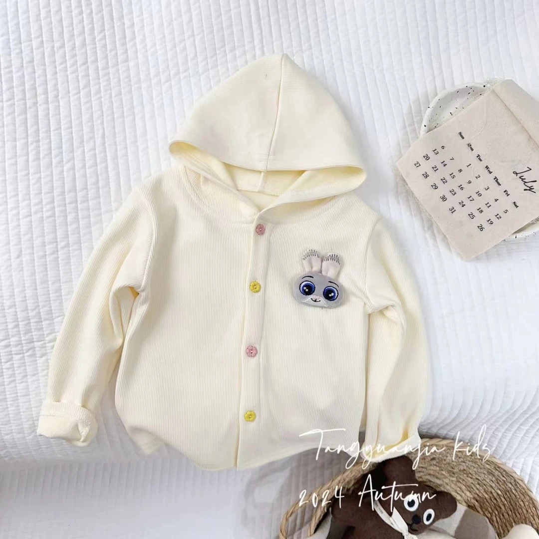 汤圆家童装2024冬季新款韩系甜美立体玩偶连帽加绒T恤 Y-9629
