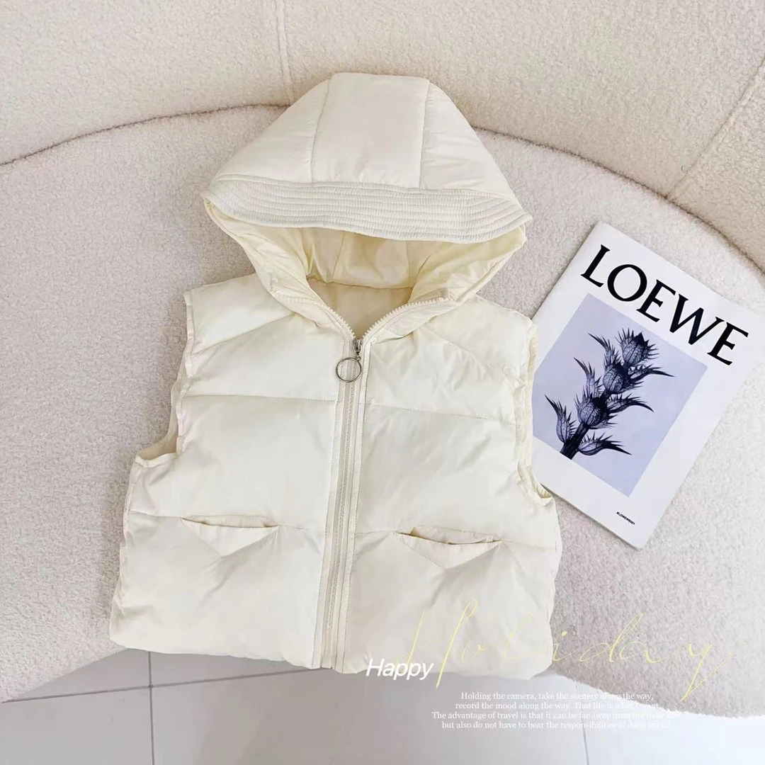 汤圆家童装2024冬季上新韩系泡芙感百搭简约连帽棉马甲 YA-325