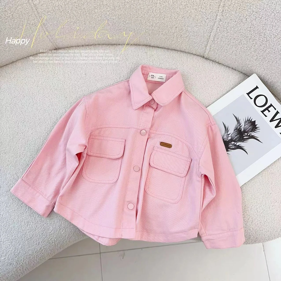 汤圆家童装2024新款韩系字母工装口袋外套 Y-7193