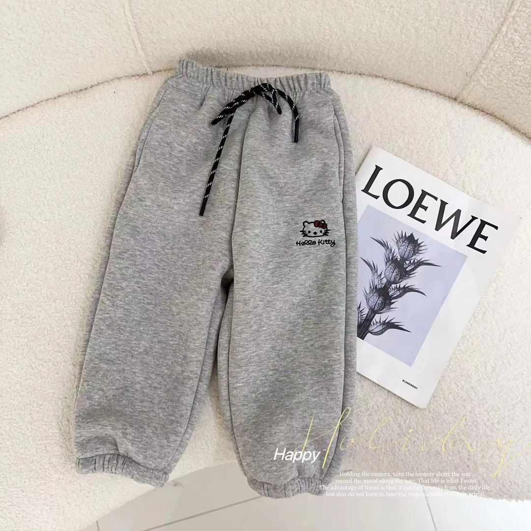 汤圆家童装2024冬季上新韩系甜美卡通刺绣加绒百搭休闲裤 YA-359