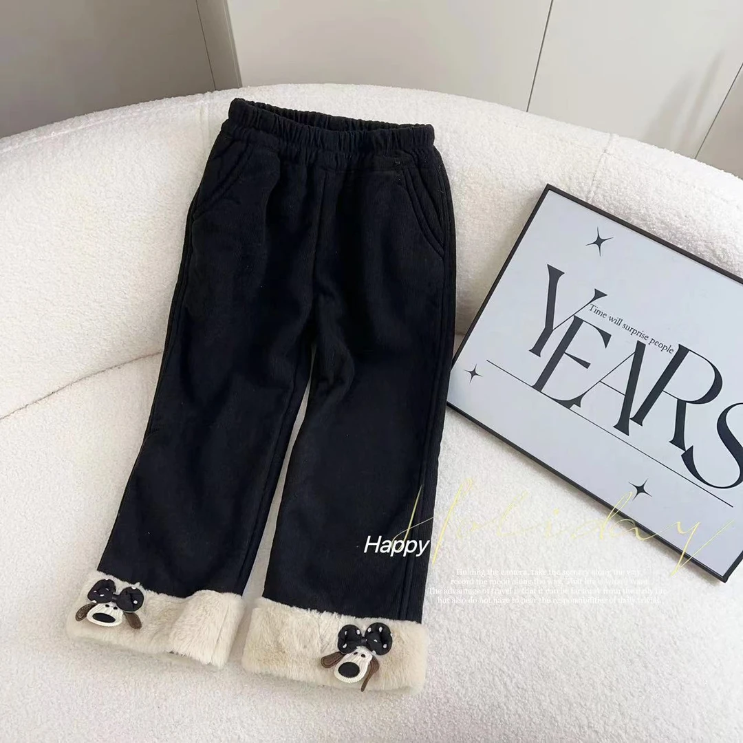 汤圆家童装2024冬季新款韩系卡通小狗加绒百搭裤 XA-412