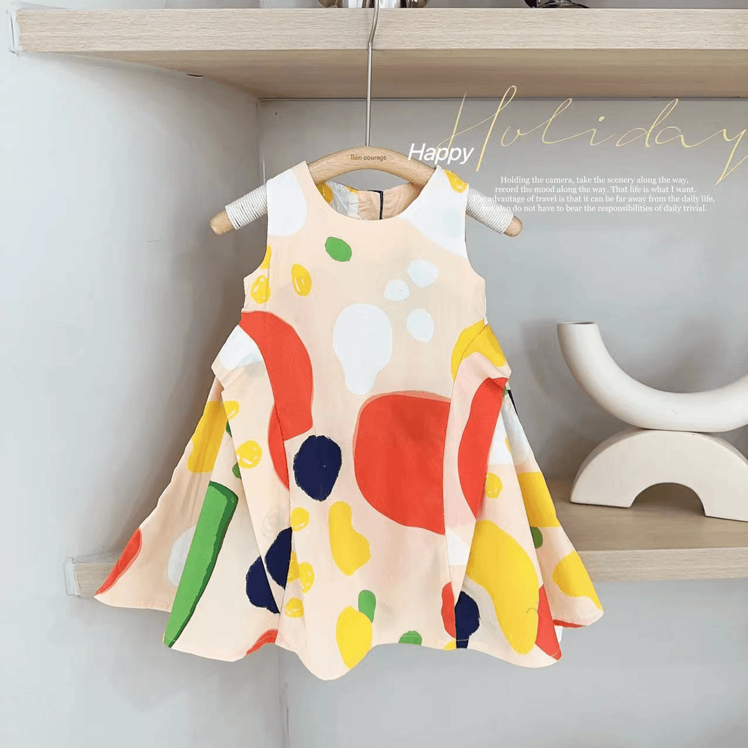 汤圆家童装2024新款夏季童趣涂鸦不规则背心裙 Y-7569