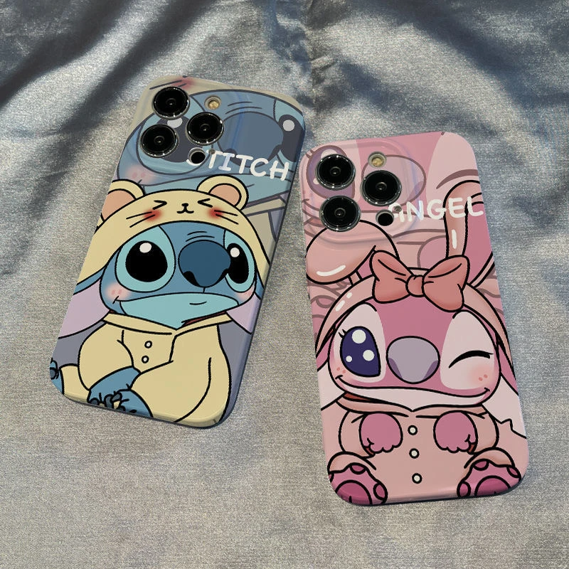 可爱睡衣史迪仔苹果15promax菲林手机壳iPhone15/12/11女xr硬壳7p