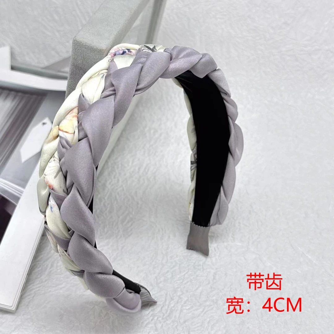 K379夏日新款发饰紫色撞色手工编织带齿百搭发箍高颅顶时尚头箍