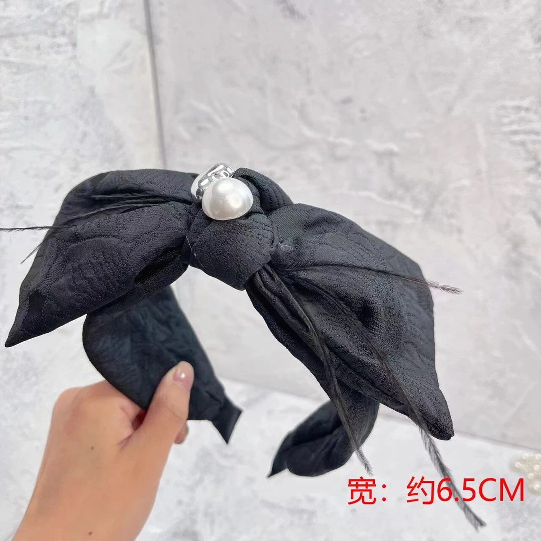 K105韩版气质减龄发饰黑色复古缇花时尚蝴蝶结发箍轻奢百搭头箍