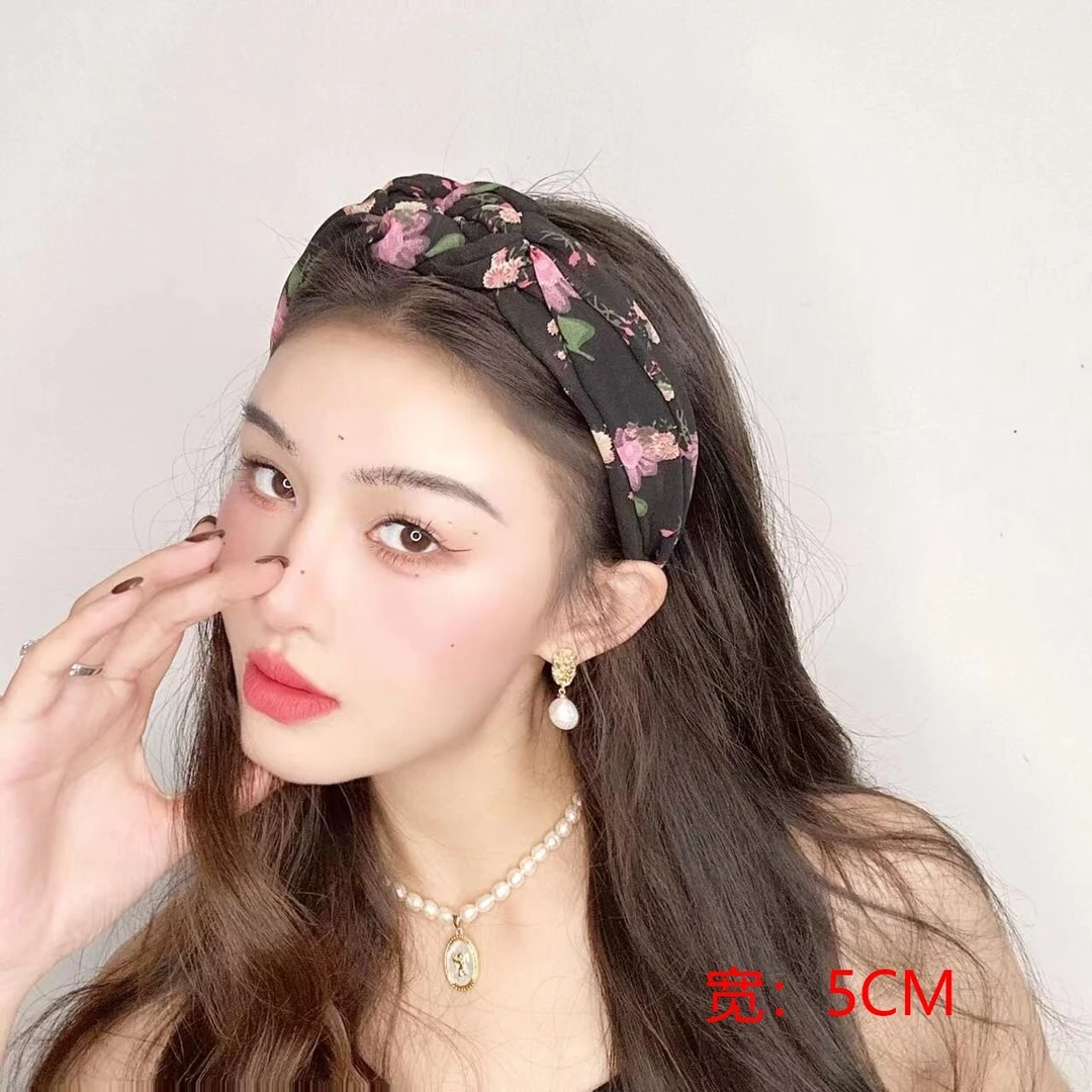 J098气质复古发饰高级感雪纱发箍时尚百搭压发头箍