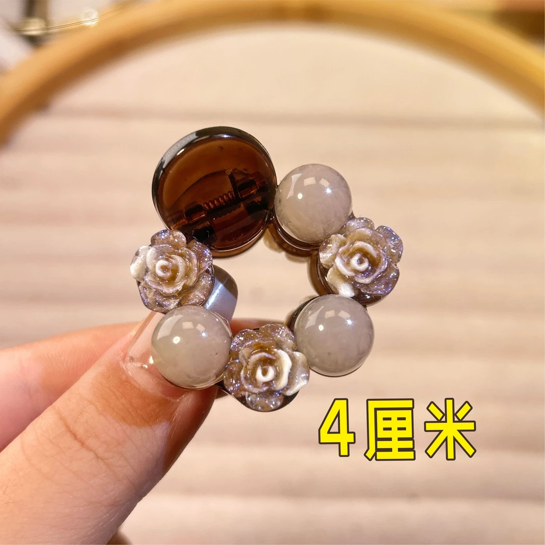 【985】4cm法式浪漫玫瑰花圆圈抓夹半扎高马尾温柔知性发夹发饰头饰