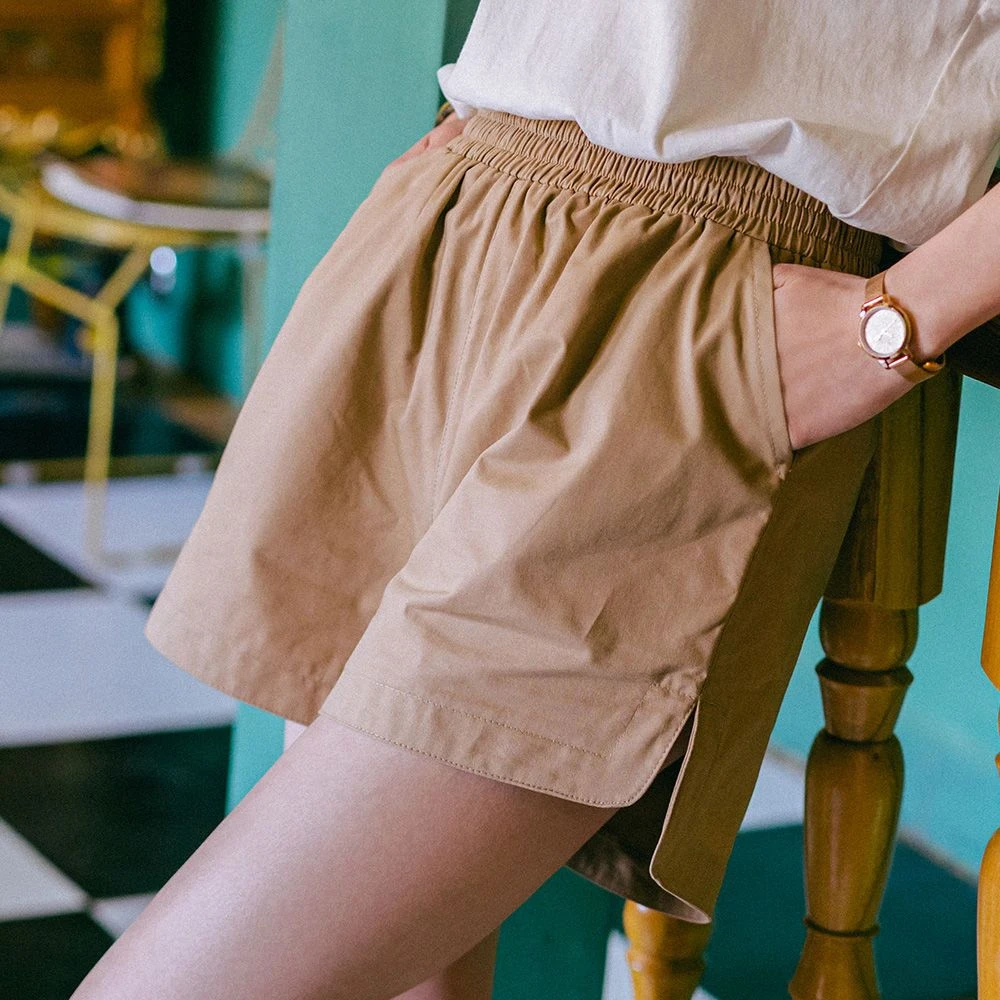 夏季女士纯棉百搭休闲大码外穿显瘦纯色五分裤宽松高腰运动短裤