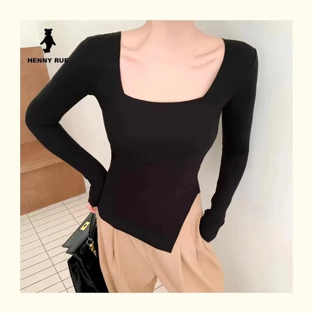 【YIYAN推荐】新款美雅碧方领修身打底衫女双面绒发热保暖带胸垫