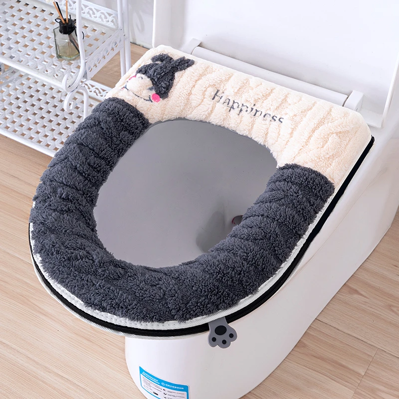 新款马桶坐垫四季通用坐便套拉链款家用座便垫套冬季卡通加厚厕所