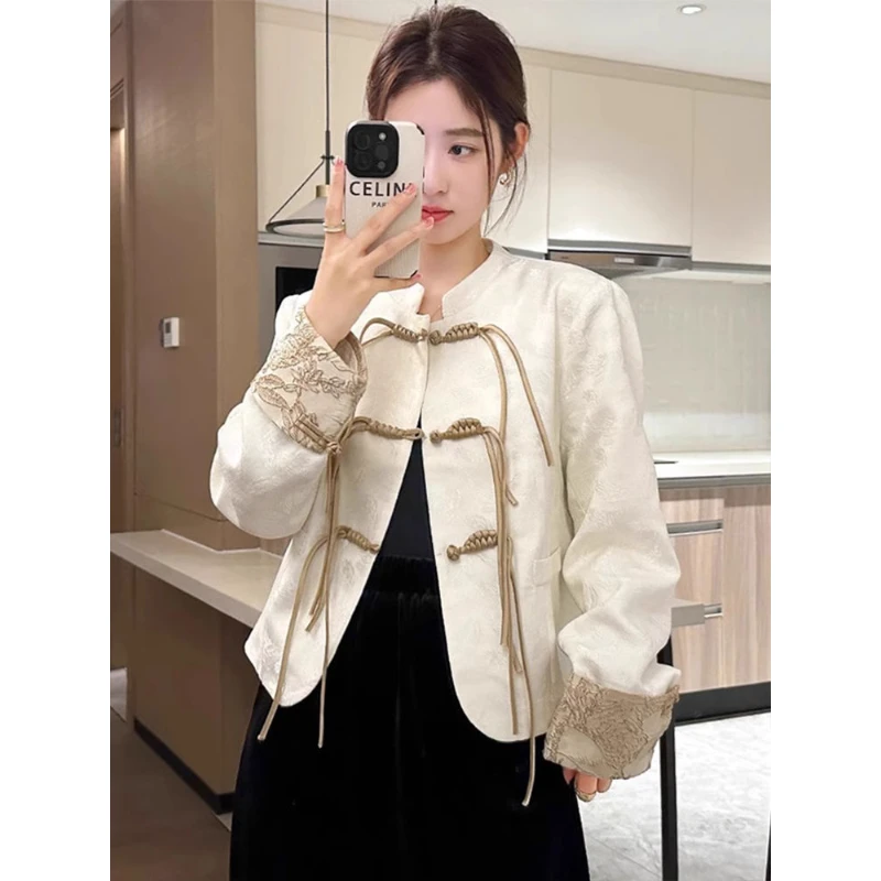 国风短款外套女春季2025新款新中式穿搭小香风盘扣小个子唐装上衣