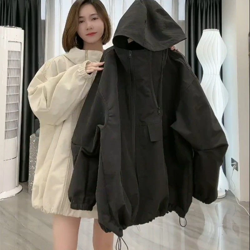 冲锋衣外套女春秋新款2024年爆款欧货休闲运动美式连帽小个子上衣