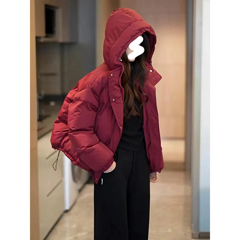 高级感连帽短款棉服女小个子2025冬季新款美式超好看休闲保暖棉衣