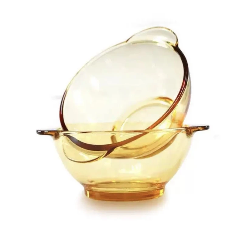 KN高硼硅玻璃极简家用沙拉玻璃碗北欧风拉面碗 双耳碗