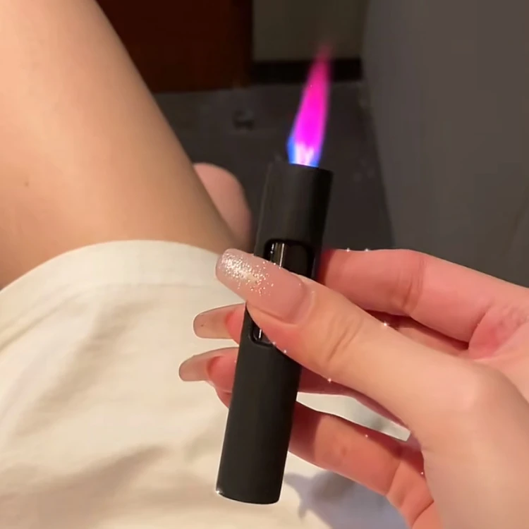创意圆柱粉焰防风创意打火机高颜值网红爆款迷你时尚送男友可刻字