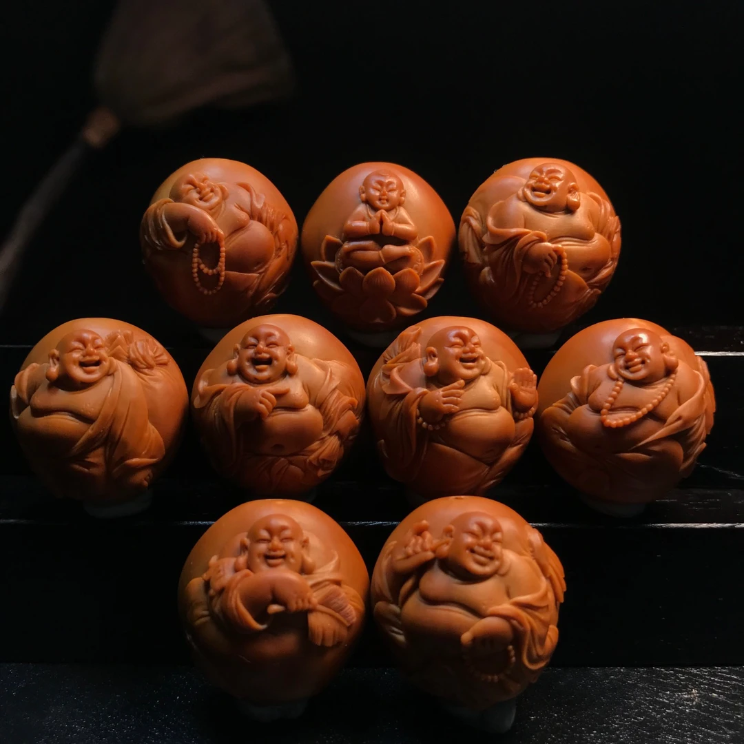 常态核雕【黄晓华】【八宝弥勒】苏工手工橄榄核雕手串JY409080