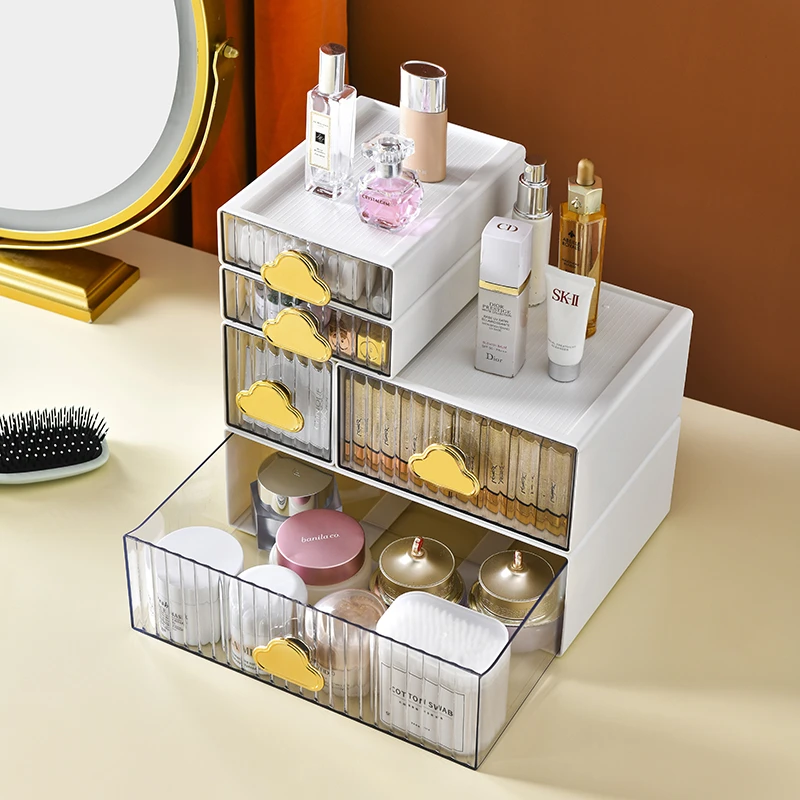 桌面收纳盒抽屉式化妆品置物架办公桌书桌文具工位神器梳妆台收纳