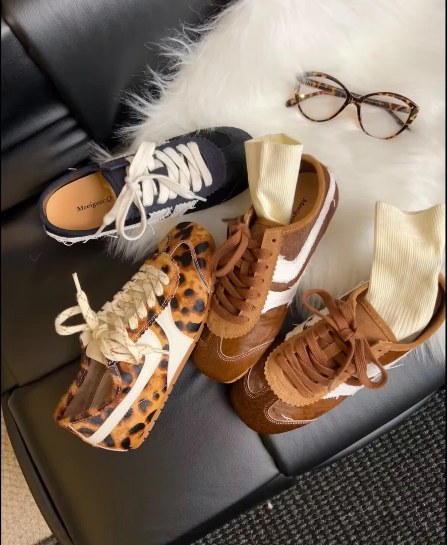 豹纹德训鞋~2024新款摩登街头时髦女鞋子