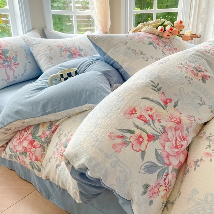 2024新款A类母婴级云纱棉四件套简约单人宿舍印花 莫拉庄园