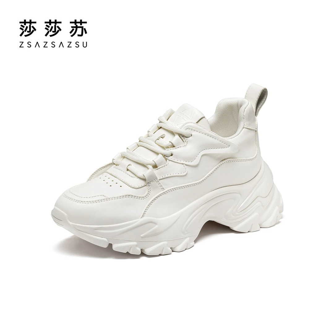 【MZ专属】莎莎苏时尚运动休闲厚底内增高透气奶油老爹鞋ZA52485-30