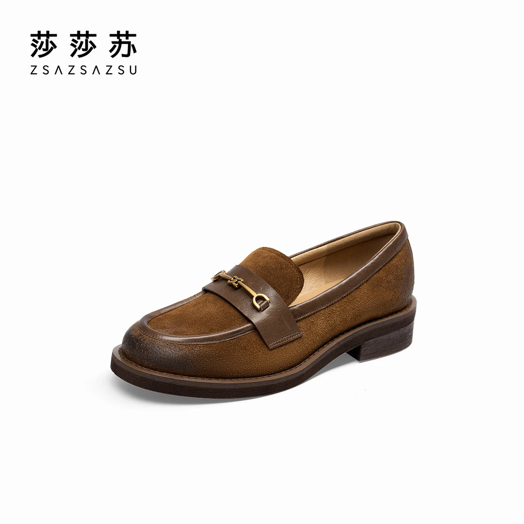 【常青藤】莎莎苏秋冬雅丹风复古乐福女鞋英伦小皮鞋女ZA54507-44