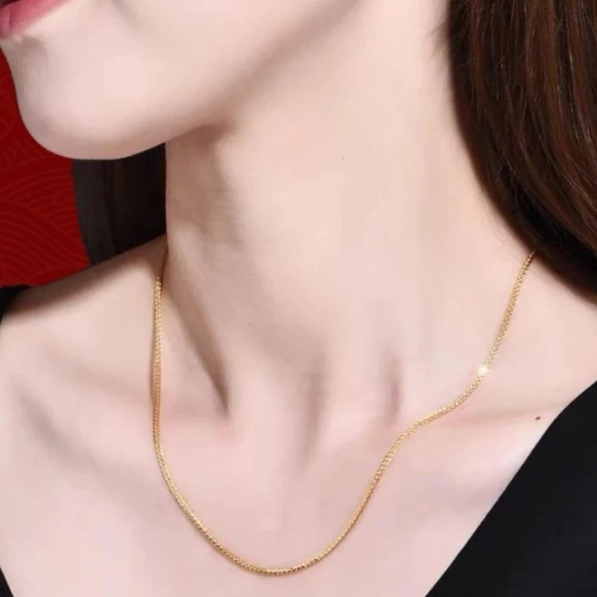 链子足银 足银999.9黄色肖邦链加厚电镀平替好物亲肤百搭耐戴