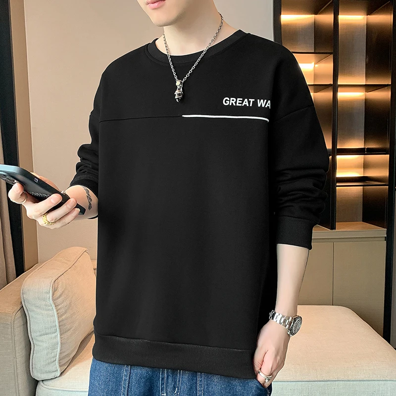 2023春秋季新款男士卫衣休闲百搭青年帅气长袖T恤圆领男装