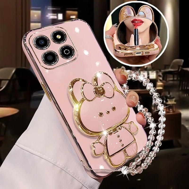 华为荣耀畅玩60Plus手机壳补妆镜子支架ALT-AN00硅胶软防摔带手链