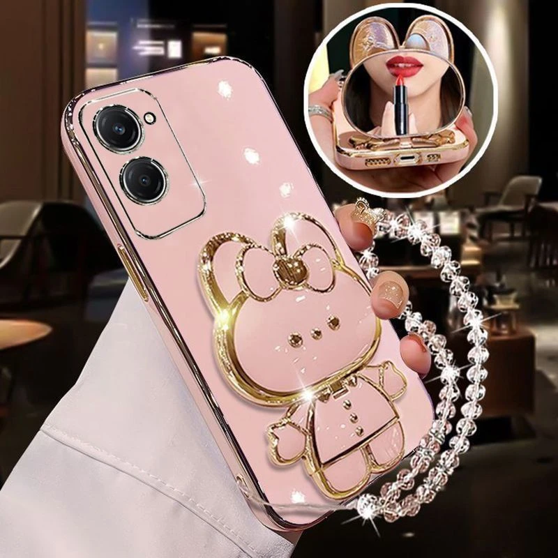 vivoY37手机壳5G补妆镜子支架V2357A硅胶软壳丫全包防摔带手链女m