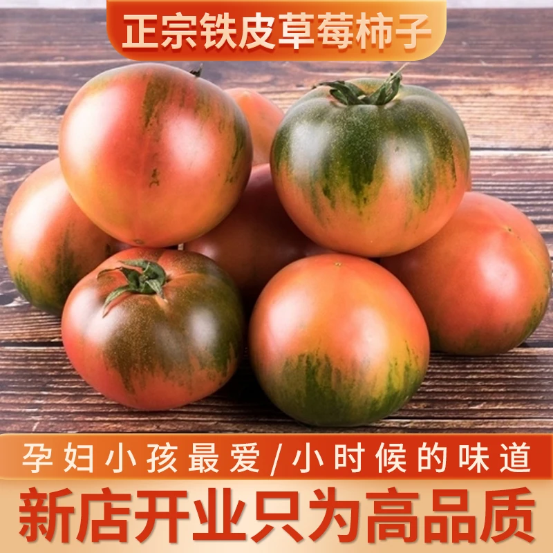 新鲜采摘丹东铁皮柿子草莓柿子盘锦碱地柿子鹰爪番茄3-5斤包邮