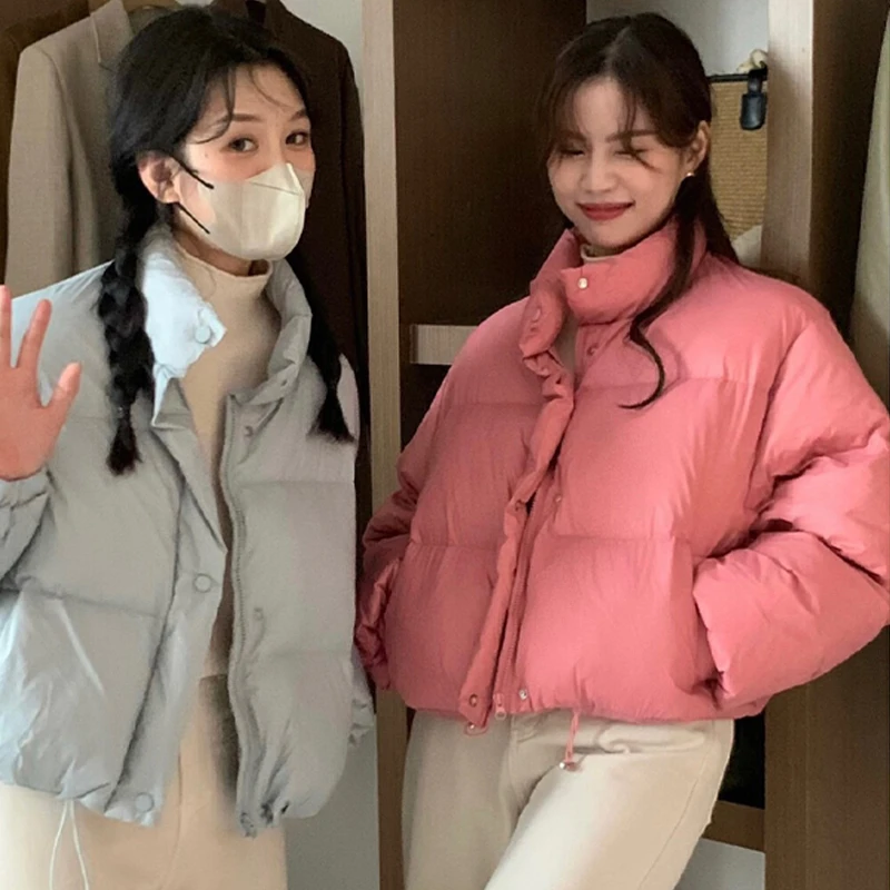 简约立领轻盈加厚羽绒服2023秋冬新款保暖时尚百搭面包服短款外套