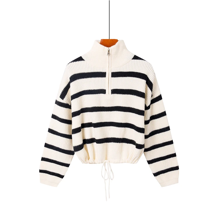 天天惠2024秋季新款合体毛衫舒适百搭时尚条纹休闲2402826