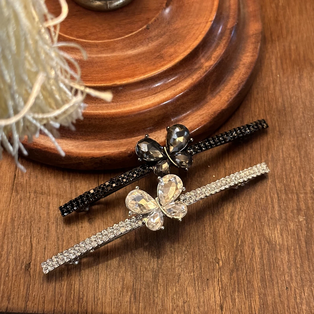 【现货】韩国新款蝴蝶施家钻10公分闪钻弹簧夹XY1