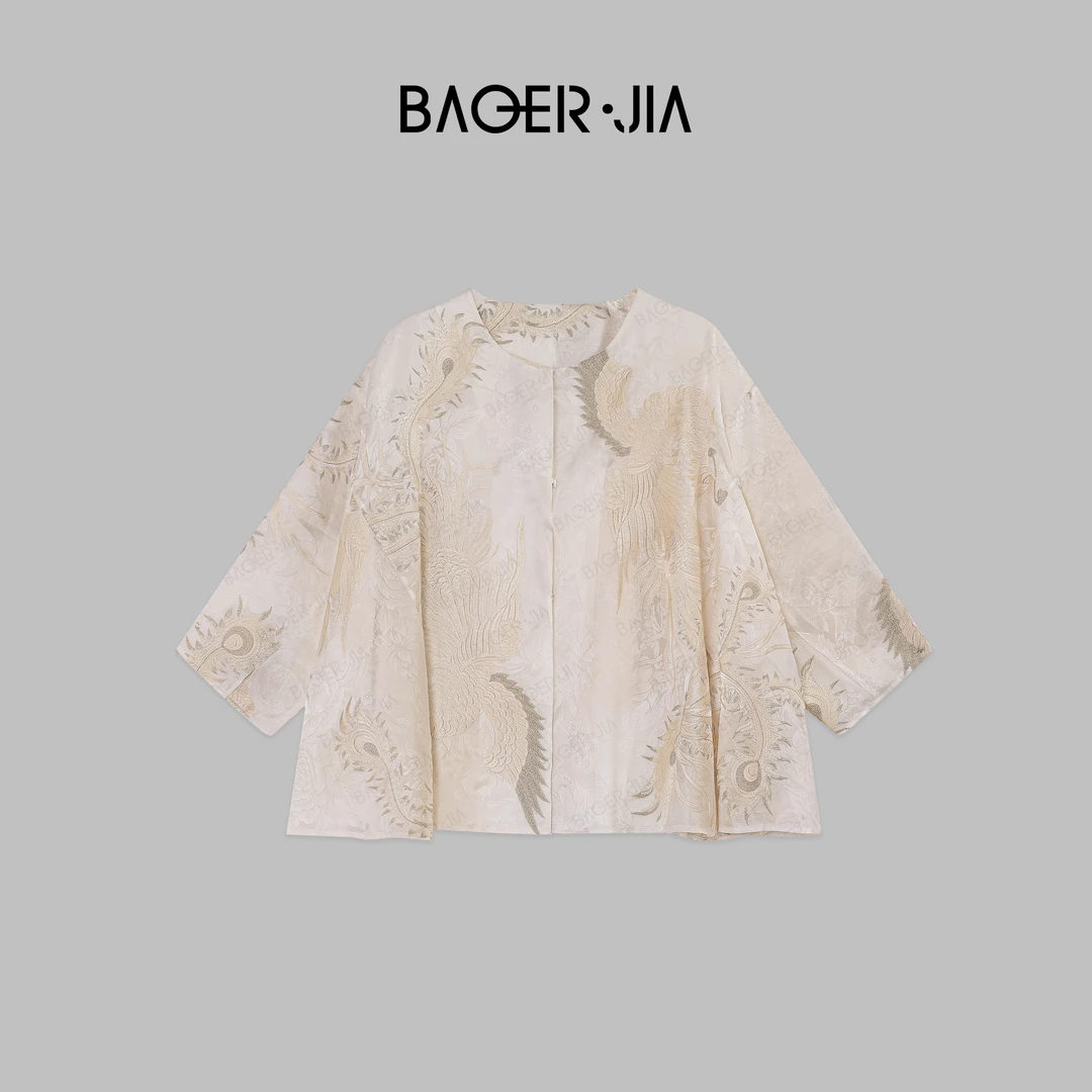 19-宝儿家BA63424204春夏季穿搭款国潮风桑蚕丝刺绣时尚洋气上衣
