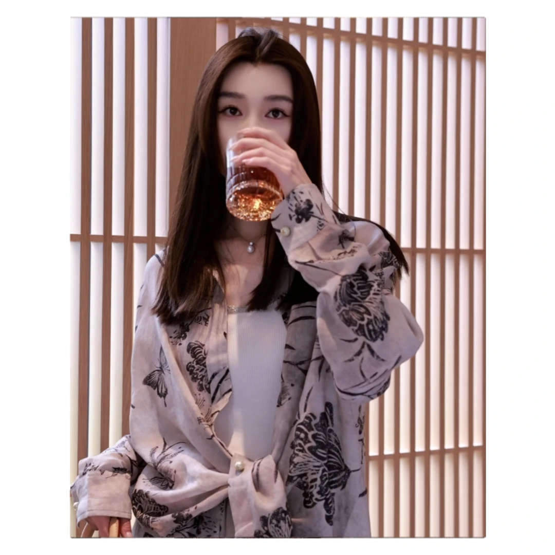 19-【蝶恋花】宝儿家BF16324204夏款花开引蝶提花工艺扣水墨画裤装