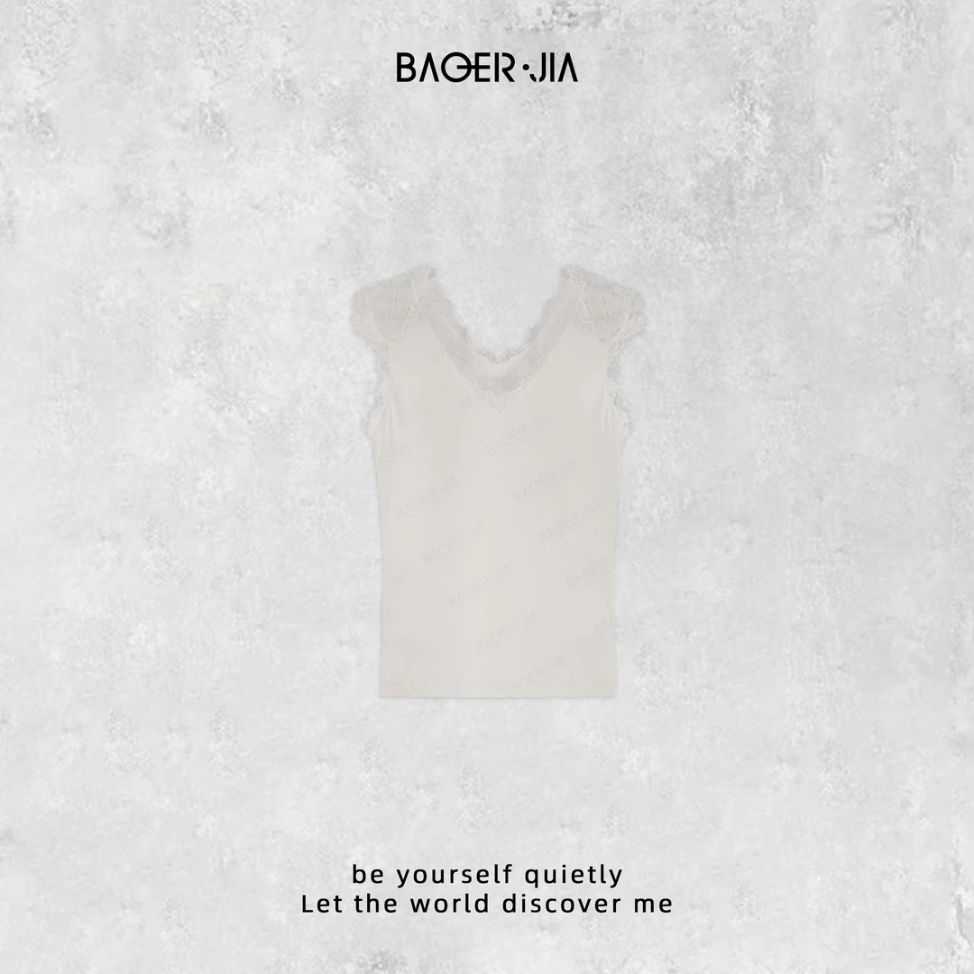 19-宝儿家含幂BG22424411秋冬新款穿搭时尚气质蕾丝边显瘦背心