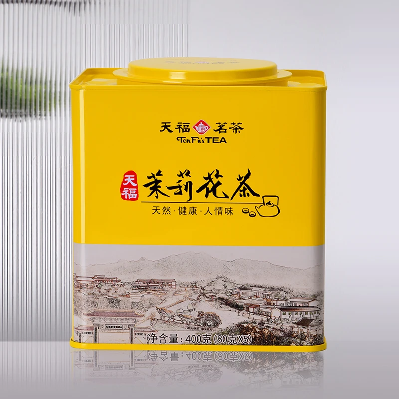 天福茗茶 茉莉花茶广西横县花茶大份量大罐装待客自饮口粮茶400g