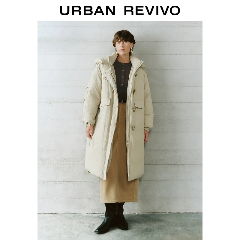 UR女装休闲简约牛角扣连帽羽绒服UWH140038