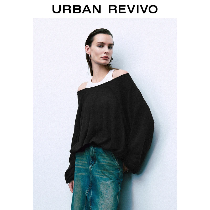 UR女装慵懒松弛感假两件超宽松长袖T恤UWJ440108