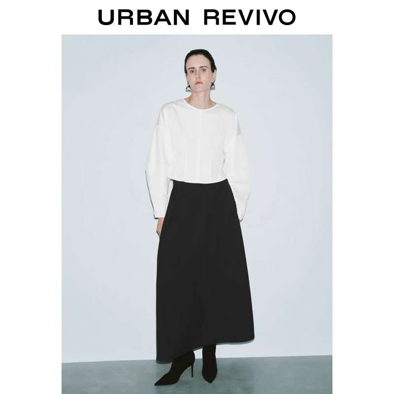 UR2024秋季新款女装设计感分割线拉链长袖罩衫衬衫UWG240236