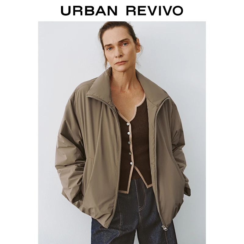 UR2024秋冬新款女装时尚百搭休闲廓形抽绳立领棉服UWM140011