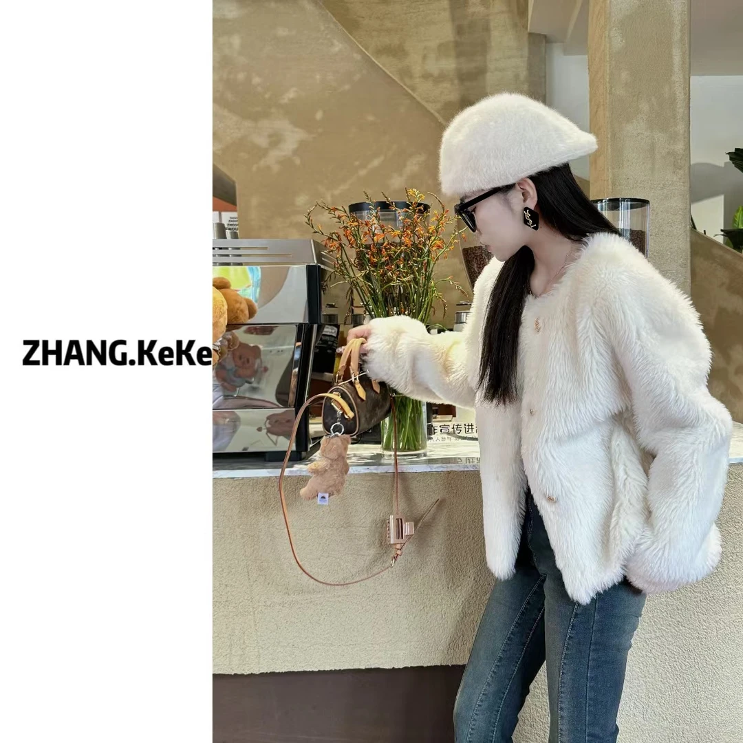 张可可24FW ｜NEW “极简之境”圆领质感拉贡皮毛一体外套XT81591